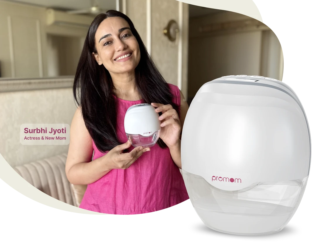 Surbhi Jyoti, Actress & New Mom, holding the ProMom Neo breast pump