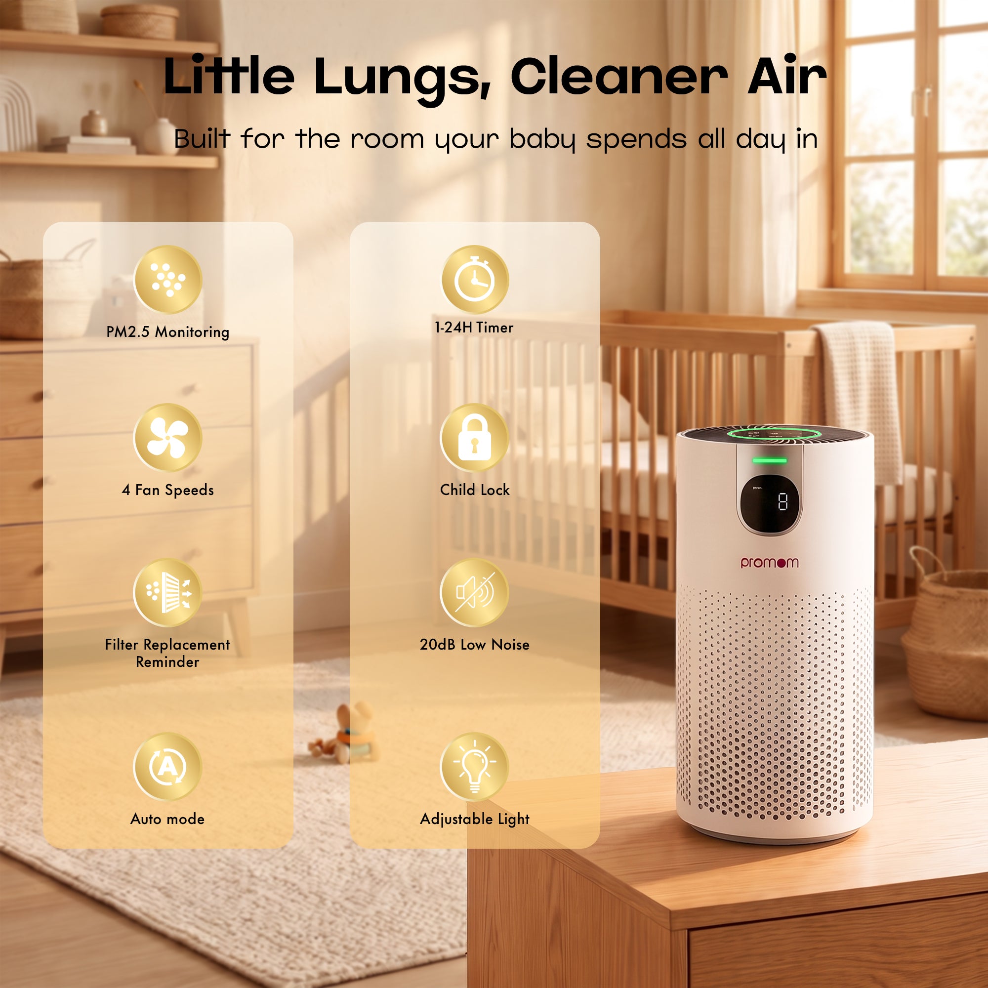 Promom PureNest — H13 True HEPA multi-layer filtration